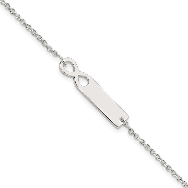 Sterling Silver Polished Infinity ID 7in Bracelet