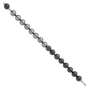 S Silver Majestik Rh-pl 10-11mm DkGrey/Black Imit. Shell Pearl Crystal Brac