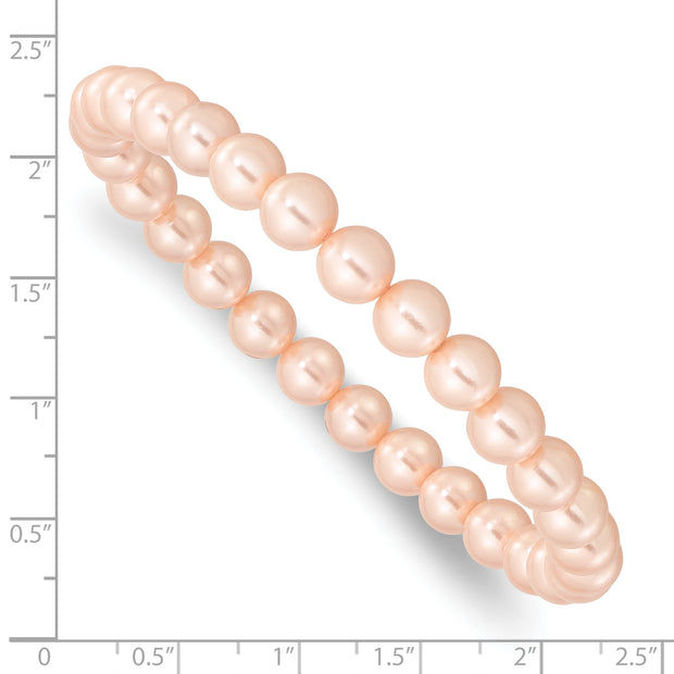 Majestik 7-8mm Pink Imitation Shell Pearl Stretch Bracelet