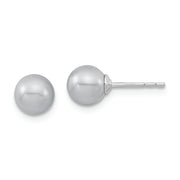 Sterling Silver Majestik Rh-pl 6-7mm Grey Imit. Shell Pearl Stud Earrings