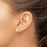 Sterling Silver Majestik Rh-pl 6-7mm Pink Imit. Shell Pearl Stud Earrings