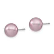 Sterling Silver Majestik Rh-pl 8-9mm Purple Imit. Shell Pearl Stud Earrings