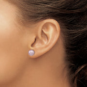 Sterling Silver Majestik Rh-pl 8-9mm Purple Imit. Shell Pearl Stud Earrings