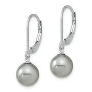 Sterling Silver Majestik Rh-pl 8-9mm Grey Imit. Shell Pearl Leverback Earri