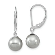 Sterling Silver Majestik Rh-pl 8-9mm Grey Imit. Shell Pearl Leverback Earri