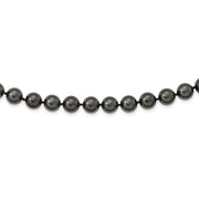 Sterling Silver Majestik Rh-pl 10-11mm Black Imitat Shell Pearl Necklace