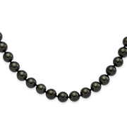 Sterling Silver Majestik Rh-pl 10-11mm Black Imitation Shell Pearl Necklace