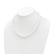 Sterling Silver Majestik Rh-pl 10-11mm White Imitation Shell Pearl Necklace
