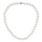 Sterling Silver Majestik Rh-pl 10-11mm White Imitation Shell Pearl Necklace