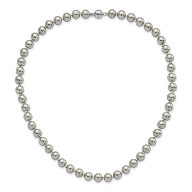 Sterling Silver Majestik Rh-pl 8-9mm Grey Imitation Shell Pearl Necklace