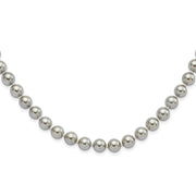 Sterling Silver Majestik Rh-pl 8-9mm Grey Imitation Shell Pearl Necklace