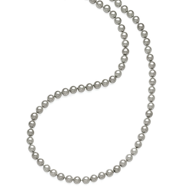 Majestik 10-11mm Grey Imitation Shell Pearl Hand Knotted Endless Necklace