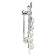 Sterling Silver Rhodium-plated 5-6mm White Button FWC Pearl Brooch