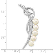 Sterling Silver Rhodium-plated 5-6mm White Button FWC Pearl Brooch