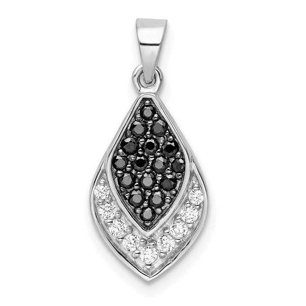 Sterling Silver RH Polished Black and White CZ Pendant