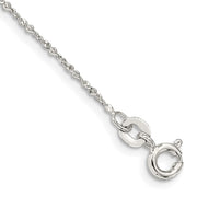 Sterling Silver 1mm Twisted Serpentine Chain Anklet