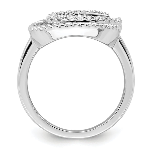 Sterling Silver Rhodium-plated CZ Circle Ring