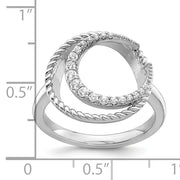 Sterling Silver Rhodium-plated CZ Circle Ring