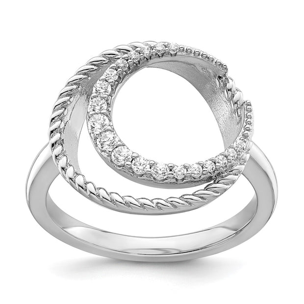 Sterling Silver Rhodium-plated CZ Circle Ring