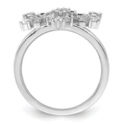 Sterling Silver Rhodium-plated CZ Snowflake Ring