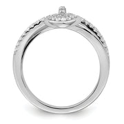 Sterling Silver Rhodium-plated CZ Heart Dangle Ring