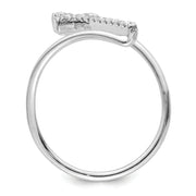 Sterling Silver Rhodium-plated Polished CZ Cross Ring