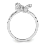 Sterling Silver Rhodium-plated CZ Butterfly Ring