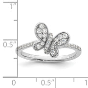 Sterling Silver Rhodium-plated CZ Butterfly Ring