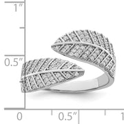 Sterling Silver Rhodium plated CZ Leaf Band