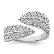 Sterling Silver Rhodium plated CZ Leaf Band