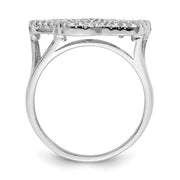 Sterling Silver Rhodium-plated Polished CZ Paw Print Ring