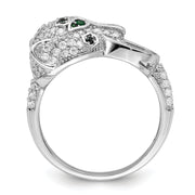 Sterling Silver Rhodium-plated Polished CZ Cheetah Ring