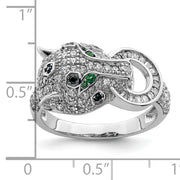 Sterling Silver Rhodium-plated Polished CZ Cheetah Ring