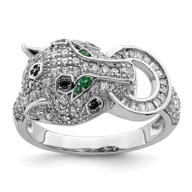 Sterling Silver Rhodium-plated Polished CZ Cheetah Ring