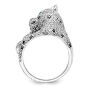 Sterling Silver Rhodium-plated Polished CZ Cheetah Ring