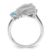 Sterling Silver Rhodium-plated Polished CZ Unicorn Ring