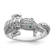 Sterling Silver Rhodium-plated Polished CZ Alligator Ring