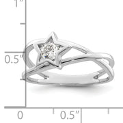 Sterling Silver Rhodium-plated CZ Star Ring
