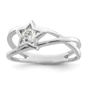 Sterling Silver Rhodium-plated CZ Star Ring