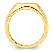 Sterling Silver CZ Gold-tone Signet Ring