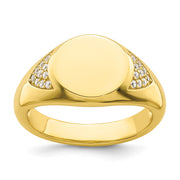 Sterling Silver CZ Gold-tone Signet Ring