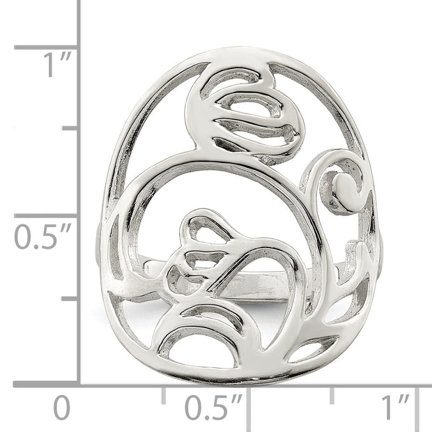 Sterling Silver Polished Wavy Design Ring