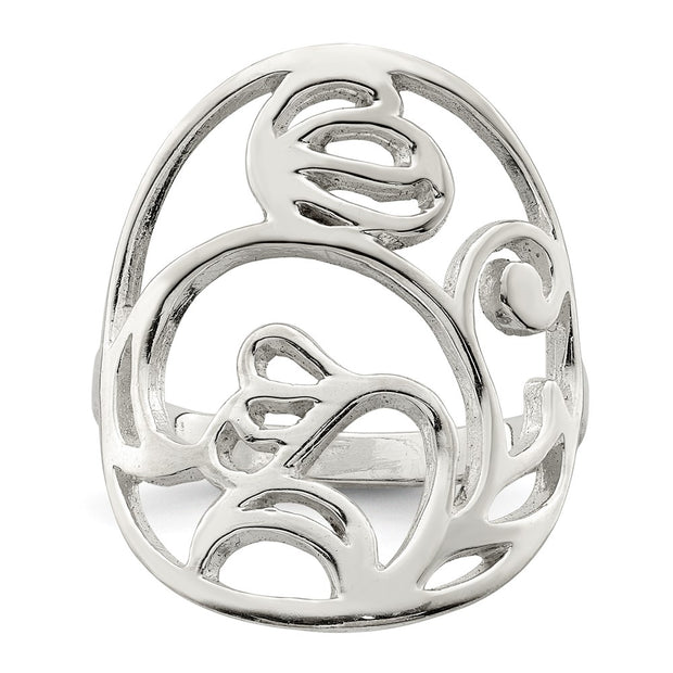 Sterling Silver Polished Wavy Design Ring