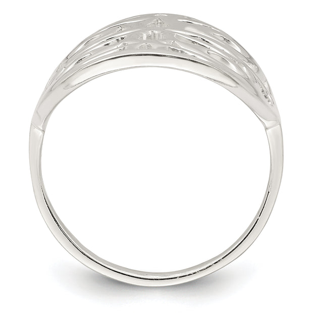 Sterling Silver Polished Floral Design Ring