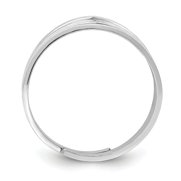 Sterling Silver Rhod. Polished Four V Band Adjustable Ring