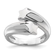 Sterling Silver Rhodium-plated Polished Shooting Stars Ring