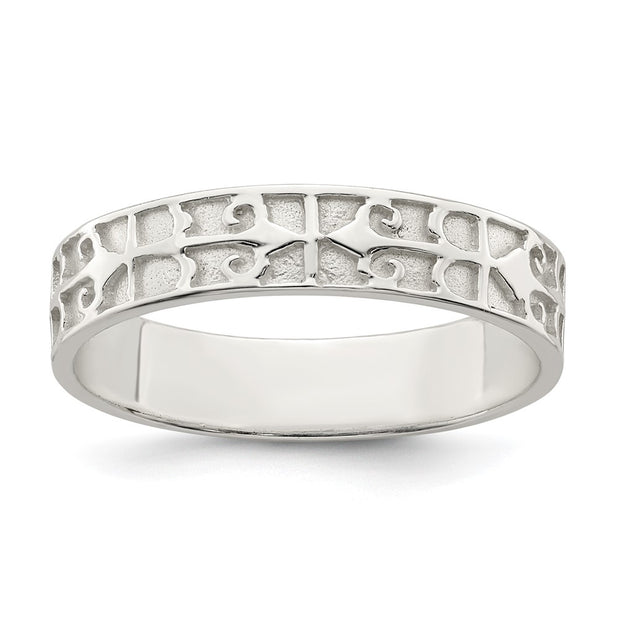 Sterling Silver Polished Design Men's Ring