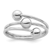 Sterling Silver Rhodium-plated Polished 3 Ball Ring
