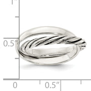 Sterling Silver Polished & Twisted Intertwined Rings