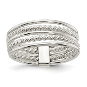 Sterling Silver Polished & Twisted Multiple Attached Rings